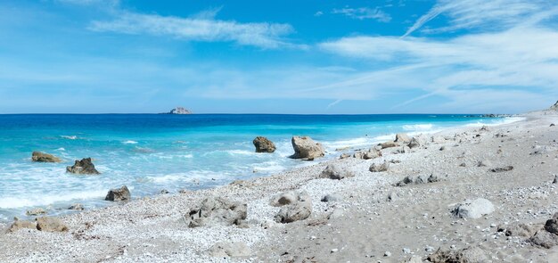 Lefkada costa verano playa panorama Grecia