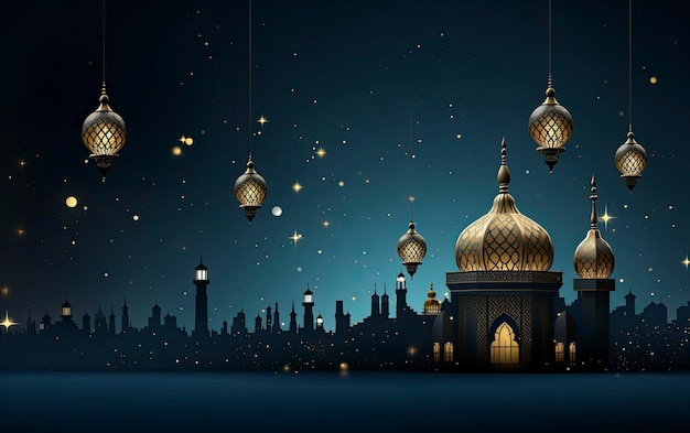 Legant-Hintergrund für ein Poster mit einem Ramadan-Thema, das mit einer Laterne geschmückt ist