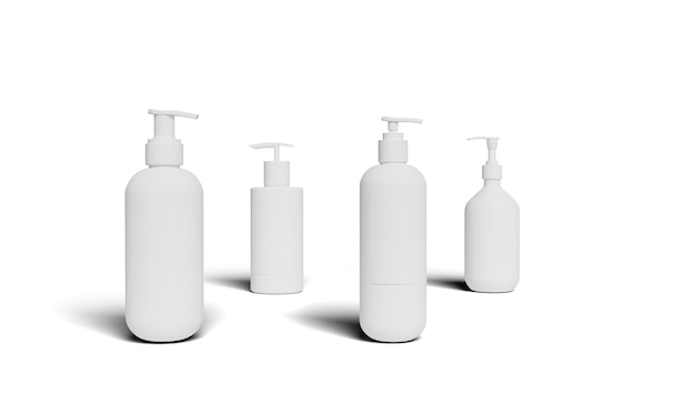 Legen Sie weiße Kosmetikflaschen Verpackung Mockup bereit für Ihr Design Illustration 3D-Rendering