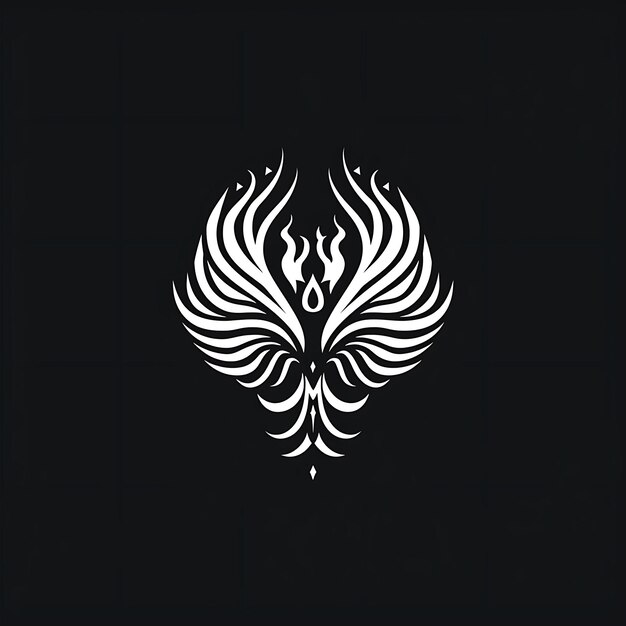 Foto legendäres phoenix-stammes-symbol-logo mit phoenix-flügeln und t kreatives logo-design-tattoo-outline