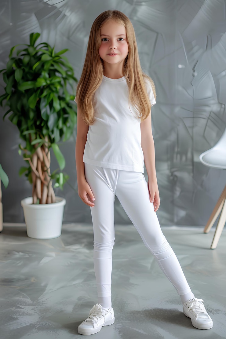 Foto leggings brancos sólidos para crianças foto real para roupas online
