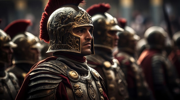 Los legionarios romanos honran a los caídos en el anfiteatro.