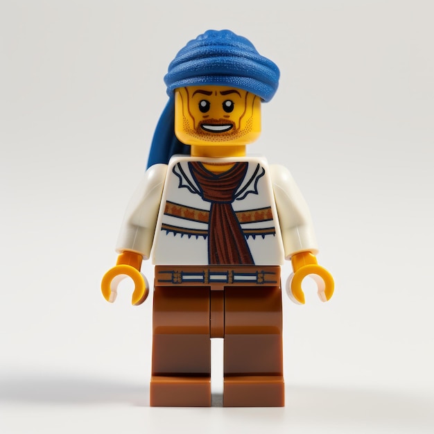 Lego-Minifigur mit orientalisch inspiriertem blauen Kopftuch