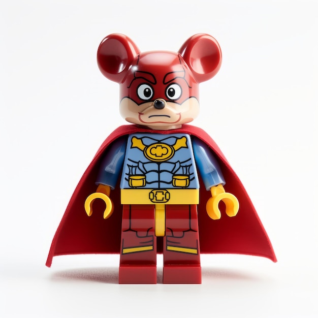 Foto lego mouse superhero un personaje detallado y vibrante en claro índigo y claro carmesí