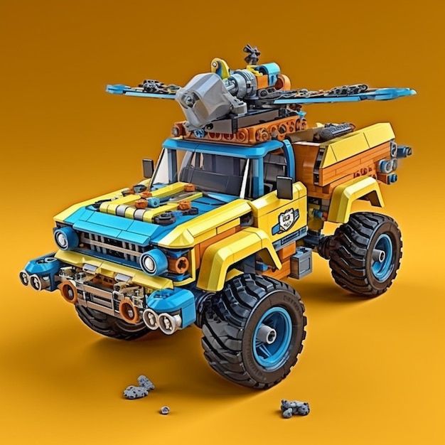 Lego-Technic-Truck mit einem Kran darauf generative KI