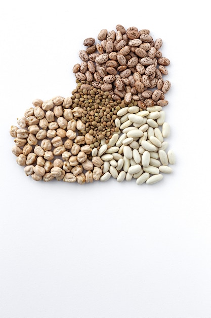 Legumbres, lentejas, garbanzos, frijoles, lentejas verdes