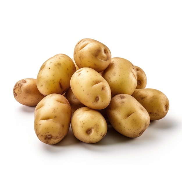 Legumes de batatas isolados no fundo branco