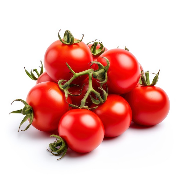 Legumes de tomate cereja vermelho isolados em fundo branco