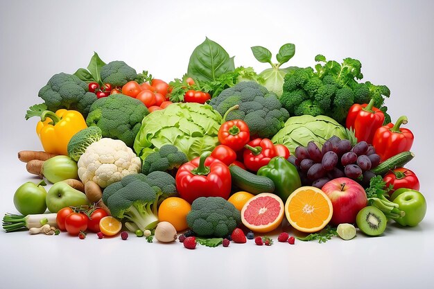 Foto legumes e frutas frescos estilo de vida e nutrição adequada