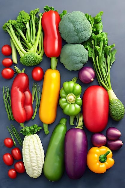 Foto legumes e frutas saudáveis orgânicos frescos com um fundo branco ai gerado