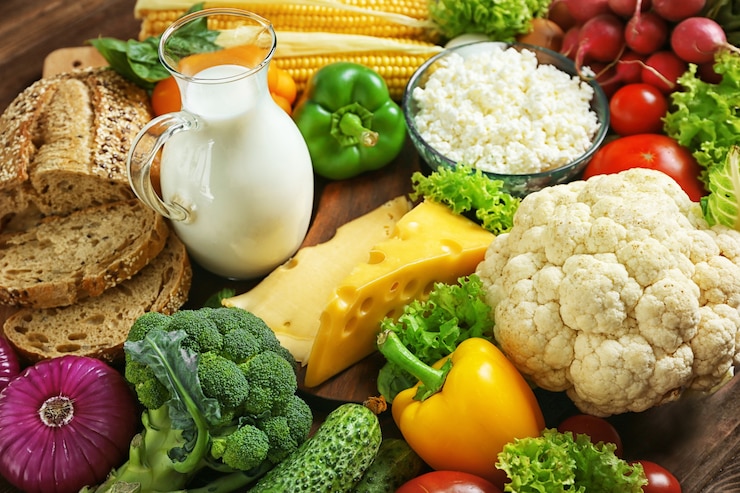 Foto legumes e laticínios, close-up