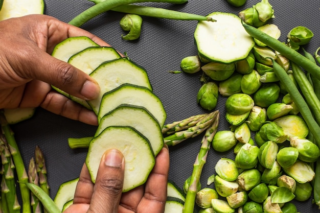 Foto legumes frescos da fazenda, conceito de alimentação saudável.