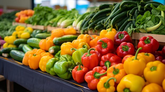 legumes frescos e flores no mercado