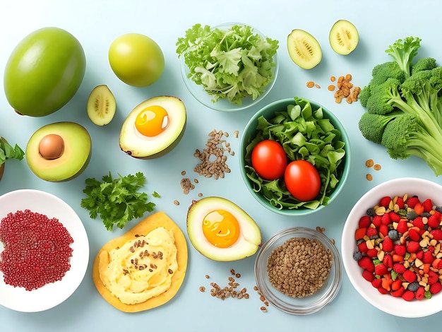 legumes frutas e ovos na cozinha
