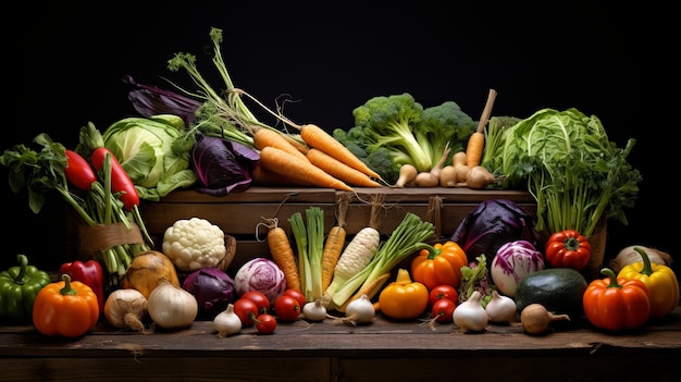 Foto legumes recém-colhidos na mesa