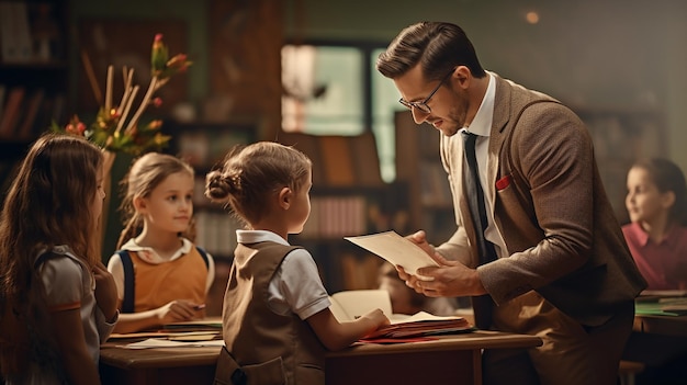 Lehrer mit Schulkindern im Klassenzimmer