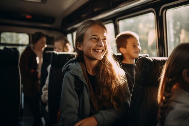 Lehrer und Schüler diskutieren umweltfreundliche Verkehrsmittel