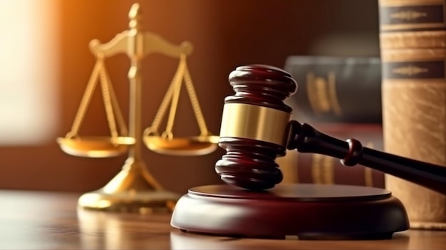 Lei e autoridade noção de advogado julgamento em tribunal martelo e martelo legislação e decisão judicial IA generativa