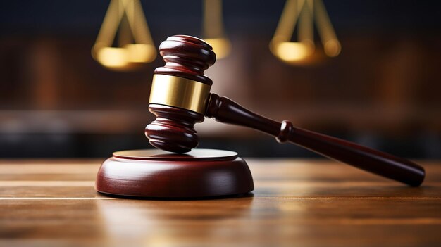 Foto lei e justiça conceito de legalidade juiz martelo sobre uma mesa de madeira