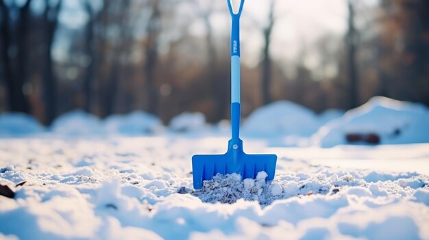 Foto leichte winterarbeiten enthüllen die vorteile einer leichten blauen schnee-schaufel für die mühelose seite