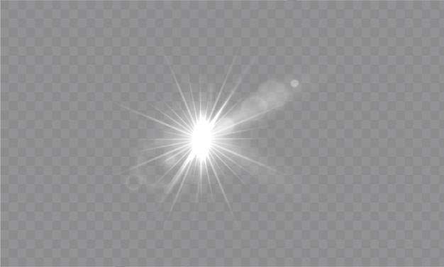 Leichter Sternweiß Leichter sonniger Funken Weißer Lichtblitz Vektorillustrator Beleuchtungseffekte