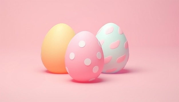 Leichtes Pastell-Ostereier-Design mit Kopierraum Set von blau-rosa und gelben 3D-Eier-Formrahmen