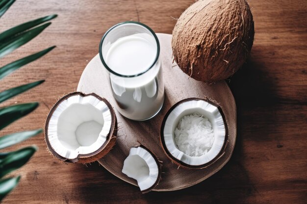 leite de coco na mesa da cozinha publicidade profissional fotografia de alimentos