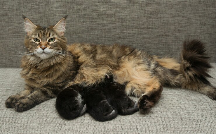 Foto leite de gato alimentando seus gatinhos