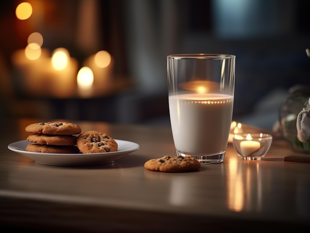 leite e biscoitos na mesa publicidade de natal gerada por ai