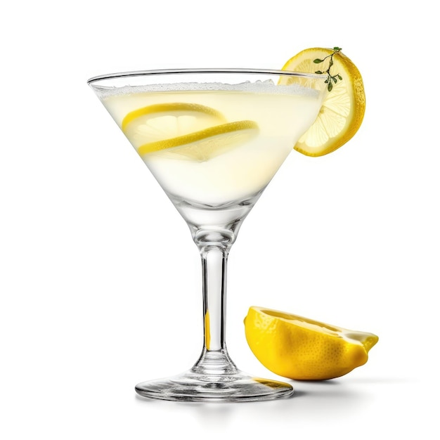 Lemon Drop Martini Cocktail isoliert auf weißer generativer KI