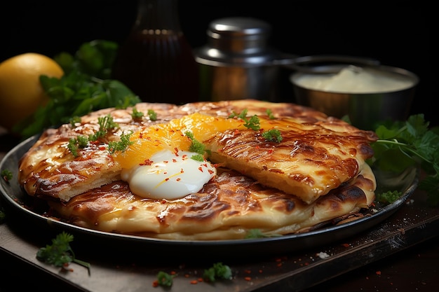 Lemon Khachapuri Imeretian Delight Seitensicht aus dem Büro