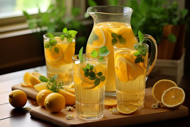 Lemonada com Infusão de Citrinos Fotografia de imagens de Lemonada