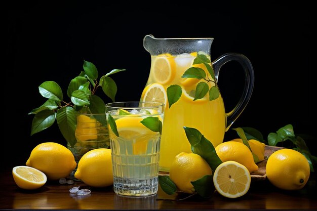 Foto lemonade mit geschnittenen zitronen lemonade bildfotografie