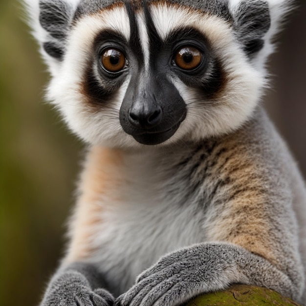 Foto lêmur bonito com cara tímida.