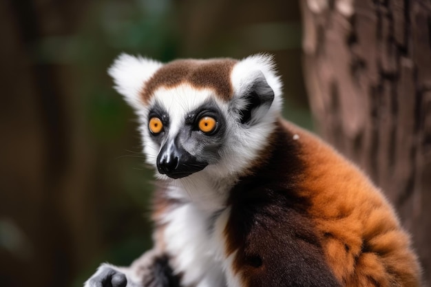 Lemur erwägt etwas Mahlzeit