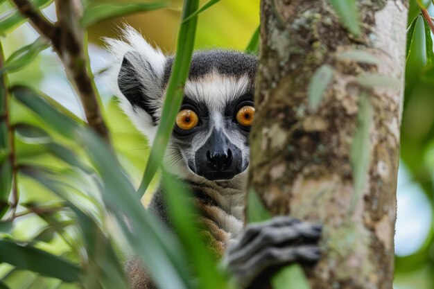 El lémur juguetón de la selva