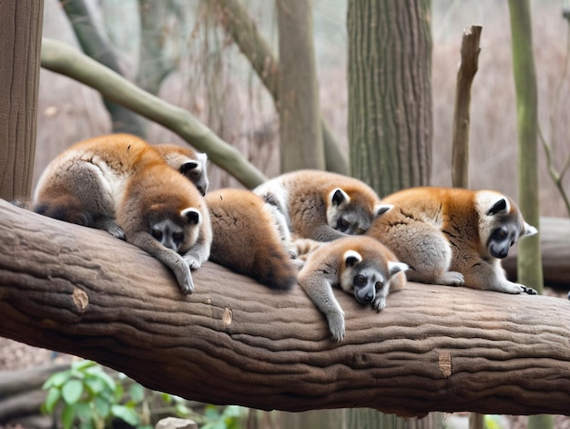 Lemuren auf einem Ast in freier Wildbahn