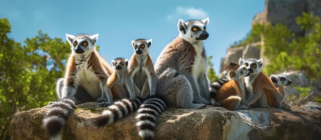 Foto lemurenfamilie madagaskar tierwelt generative ki generative ki