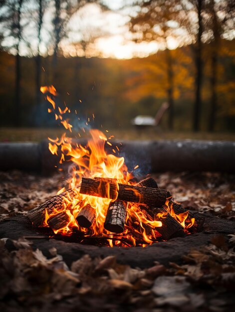 Leña quemándose en una chimenea