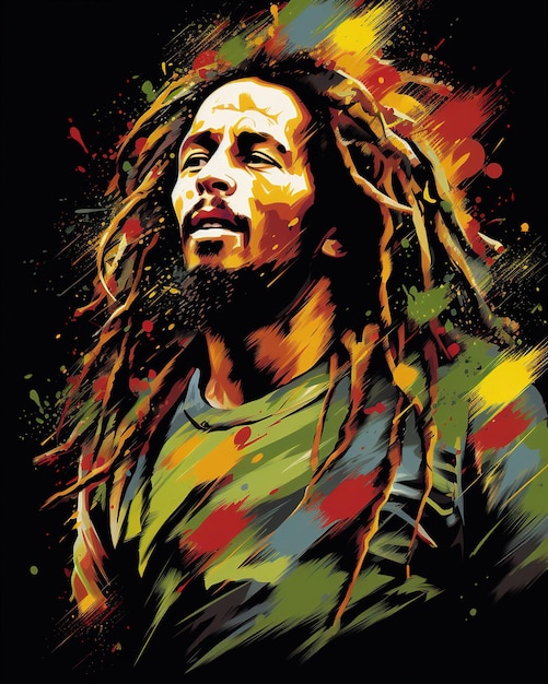 Lenda do reggae um gráfico artístico vibrante de bob marley