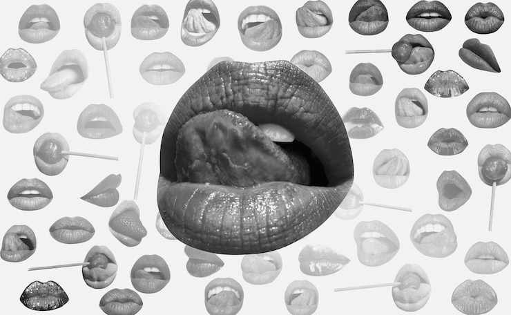 Foto lengua sexy lamiendo labios sensuales labios y boca labios rojos fondo labios femeninos