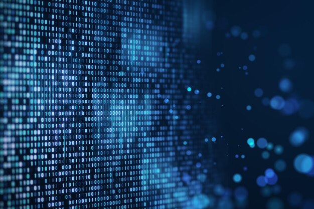 lenguaje de codificación de bokeh borroso creativo telón de fondo TI y concepto de página de aterrizaje Renderización 3D