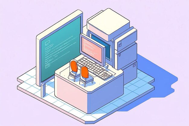 El lenguaje de programación de computadora isométrica salió de la caja
