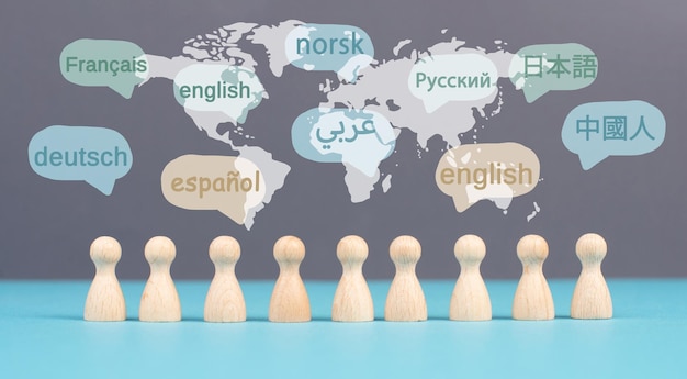 Lenguas mapa del mundo burbuja de habla lengua materna diferente hablada en todo el mundo negocios multilingües