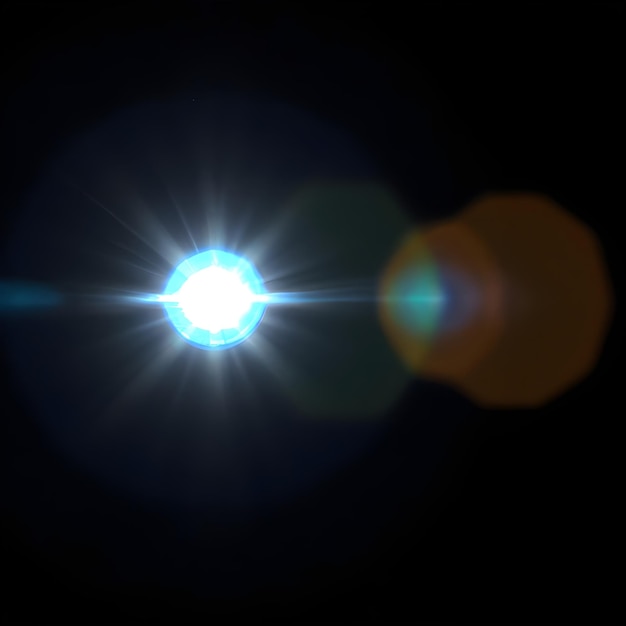 Lens Flare isoliert auf schwarzem Hintergrund Lichteffekt Generative KI