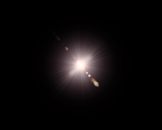 Lensflare filmischer visueller Licht-Effekt auf schwarzem Hintergrund