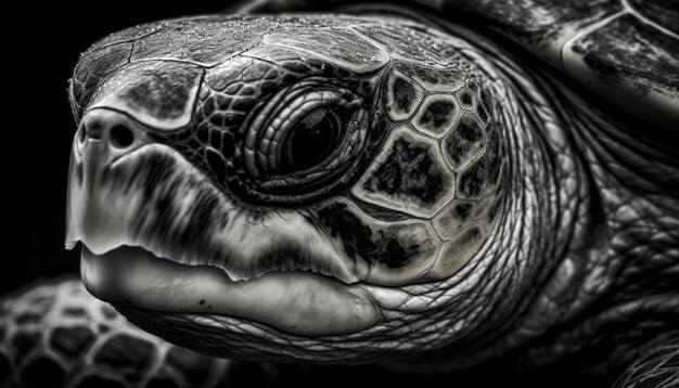 Foto lenta velha concha de tartaruga beleza na natureza padrão monocromático gerado por ia