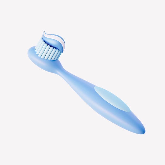 Lente de dientes 3D con pasta de dientes de blanqueo Ilustración de renderizado 3D en color azul y blanco