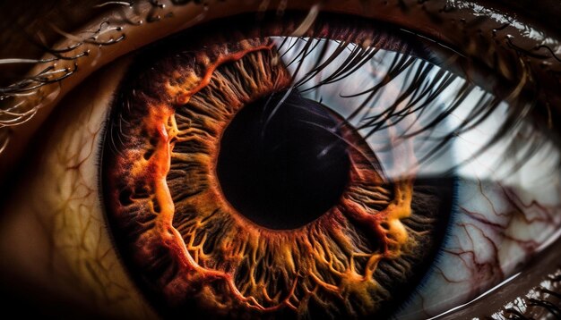 Lente macro de reflejo de iris que captura la belleza de los ojos generada por IA