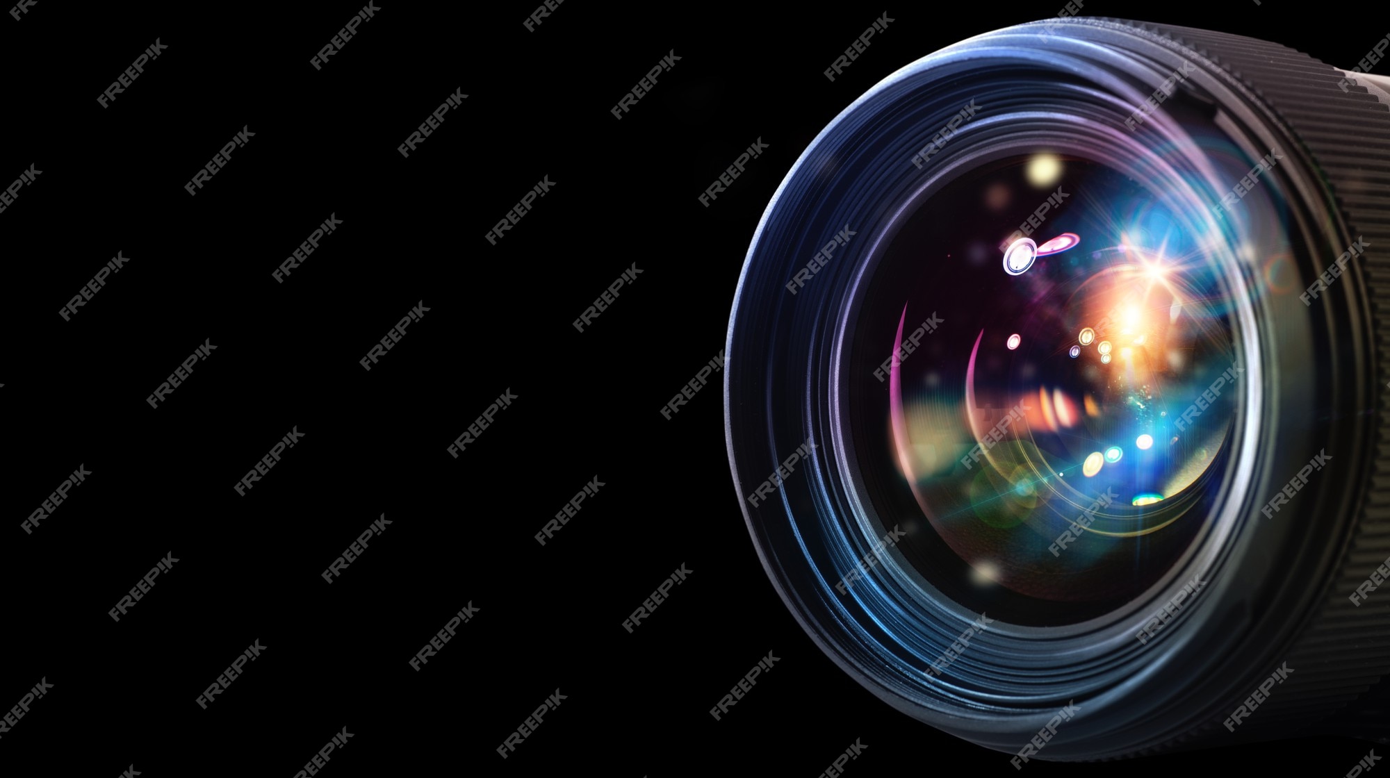 Lente de cámara con efectos luz Foto Premium
